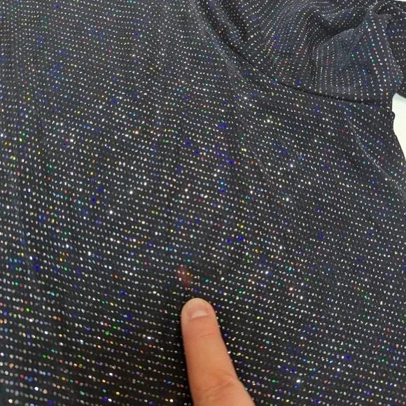 Vintage Laurel  Glitter Sparkle Long Sleeve Open Front Black Cardigan Woman 14 - Picture 9 of 10